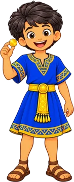 Nabu holding a coin